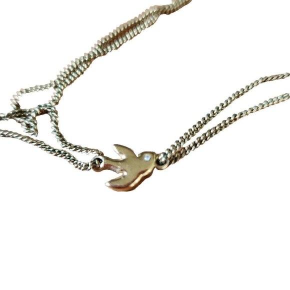 Marc by Marc Jacobs Bird Necklace Double Chain Gold Toned - Picture 2 of 6